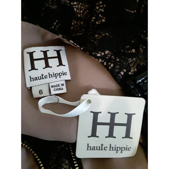 NWT Haute Hippie Sz 6 Embellished Lace Sheath Dress $495 - Picture 7 of 8